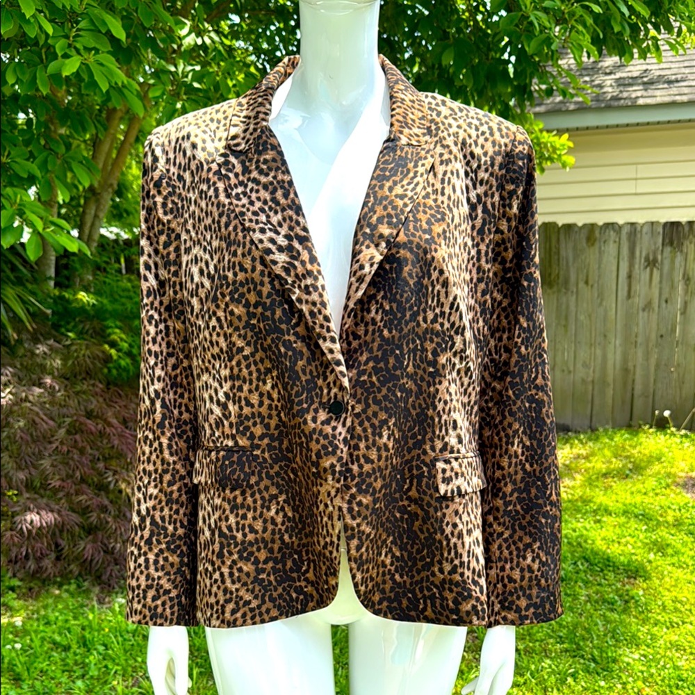 Brown and Black Leopard Print Blazer
